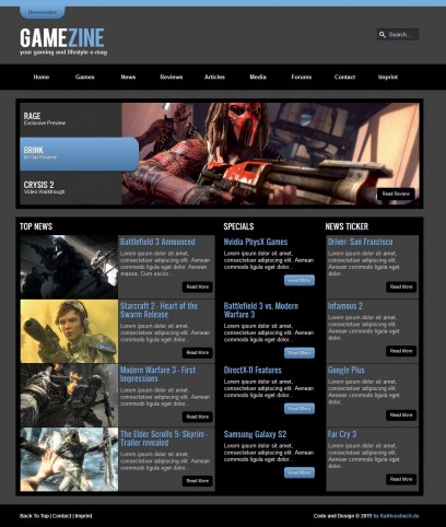 GameZine Wordpress HTML5 Template